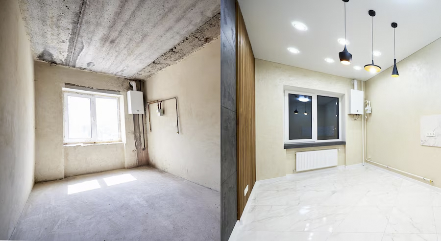 comparación antes y después reforma de habitación